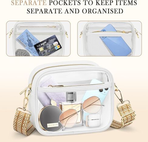 MOMSIV Clear Crossbody Bag, Stadium Approved Clear Bags with Adjustable Strap Clear Stadium Bag for Women Men Concerts Sports in Saudi Arabia