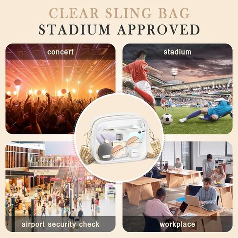 MOMSIV Clear Crossbody Bag, Stadium Approved Clear Bags with Adjustable Strap Clear Stadium Bag for Women Men Concerts Sports in Saudi Arabia