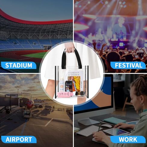 2-Pack Stadium Approved Clear Tote Bag, 12x12x6 Clear Lunch Bag, Perfect for Work, Concerts in Saudi Arabia
