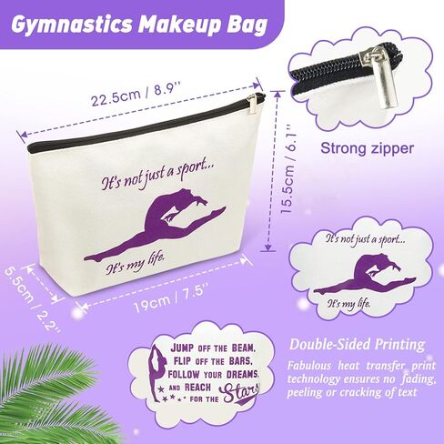 هدايا الجمباز الشخصية للنساء، 4 حقائب مكياج للجمباز، قماش، 16 ربطة شعر للجمباز، 4 أساور لرغبات الجمباز، هدية لعشاق الجمباز ومدرب الجمباز in Kuwait