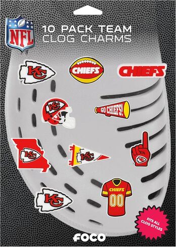 FOCO NFL unisex-adult NFL Team Logo Officially Licensed 10-Pack Charms for Clogs Shoes Bracelet in Saudi Arabia