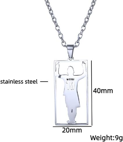 Soccer Number 10 Necklace for Men, Hip Hop Soccer Tag Necklace, Silver No. 10 Soccer Player Pendant Necklace with 23.6"Chain, Stainless Steel Punk Rock Football Player Pendant, Silver Number 10 Soccer Sport Necklace Jewelry Gift for Men Boys in Saudi Arabia
