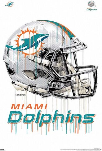 Trends International NFL Miami Dolphins - Drip Helmet 20 Wall Poster, 22.375" x 34", Unframed Version in Saudi Arabia