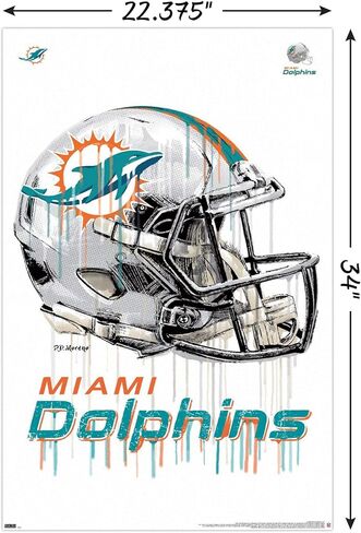 Trends International NFL Miami Dolphins - Drip Helmet 20 Wall Poster, 22.375" x 34", Unframed Version in Saudi Arabia