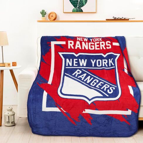 Northwest NHL New York Rangers Micro Raschel Throw Blanket, 46" x 60", Dimensional in Saudi Arabia