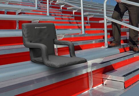 Stadium Chair Cushion - Bleacher Seat with Padded Back Support, Armrests, 6 Reclining Positions, and Portable Carry Straps by Home-Complete (Black) in Saudi Arabia