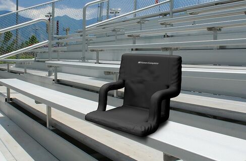 Stadium Chair Cushion - Bleacher Seat with Padded Back Support, Armrests, 6 Reclining Positions, and Portable Carry Straps by Home-Complete (Black) in Saudi Arabia