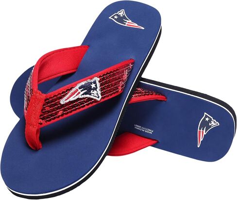 FOCO Womens NFL Team Logo Sequin Strap Sandals Flip Flops in Saudi Arabia