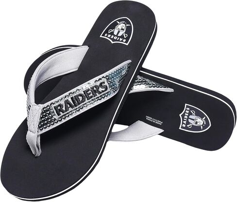FOCO Womens NFL Team Logo Sequin Strap Sandals Flip Flops in Saudi Arabia