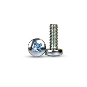 M6-1.0 x 16mm Screw, Phillips Drive Pan Head Steel Machine Screw DIN 7985, (25 Pack)