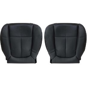 Perforated Leather Black Driver & Passenger Side Bottom Replacement Seat Cover Compatible with Ford F150 Lariat 2009 2010 2011 2012 2013 2014