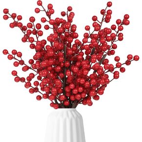 رجل الفاوانيا 8 قطع التوت الأحمر الاصطناعي ينبع 24 بوصة عيد الميلاد التوت الأحمر هولي بيري فروع فو عيد الميلاد التوت يختار لشجرة عيد الميلاد إكليل DIY الحرف الزفاف الزهور ديكور المنزل in Kuwait