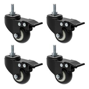 ynVISION.DESIGN Stem Caster Wheels for AV Racks | 2 inch Lockable Pack of 4 | (Stem Diameter M8)