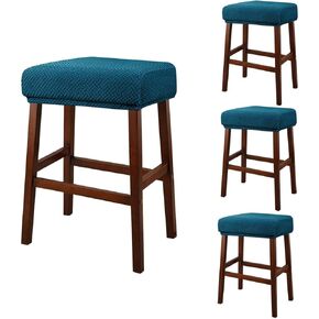 Stool Covers Rectangular Set of 2, Jacquard Vanity Stool Covers Stretch Washable Saddle Bar Stool Slipcover Bench Seat Protector with Elastic Bands Deep Teal