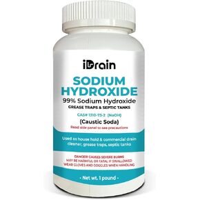 Sodium Hydroxide (NaOH) as a Drain Opener, Grease Trap Cleaner & Septic Tank Maintainer 1-Pound