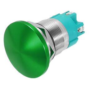 MECCANIXITY 1 PCS 10A 22MM 7/8" Latching Mushroom Head Push Button Switch 12V 24V 120V 250V AC Green 2NO Waterproof IP65 SPST Domed Round 4 Screw Foot Button