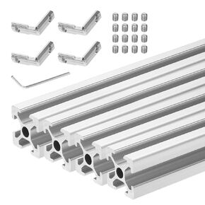 uxcell 4 Pcs T Slot 2020 Aluminum Extrusion Profile European Standard 350mm x 20mm Linear Rail Extrusion Frame for 3D Printer, CNC, DIY (Silver Tone)