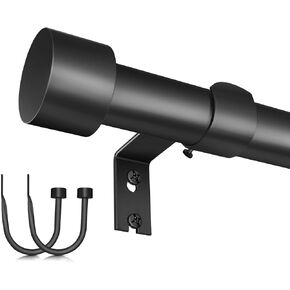 Black Curtain Rods for Windows 36 to 120 Inch with 2PCS Curtain Holdbacks, 1 Inch Diameter Adjustable Heavy Duty Modern Window Curtain Rod, Drapery rods for Outdoor Patio, Bedroom, Matte Black