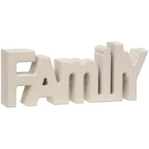 'Family' White Wood Word Art Block Sign
