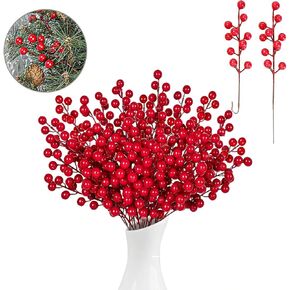 35 Pcs Artificial Red Berry Stems, 7.9 Inch Red Berry Picks Holly Berries Branches for Christmas Tree, Wreath, Holiday Season, Winter Décor Home Decor