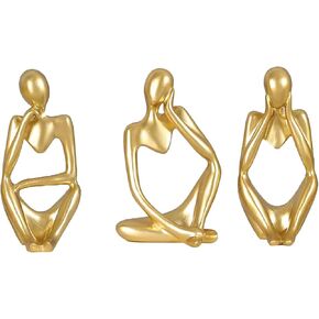 Thinker Statue Statue Decoration Abstract Sculpture Gold Decoration Tabletop Decoration Home Decoration Statue Small Shelf Decoration Shelf Art Integrate Art Into Life(Black)