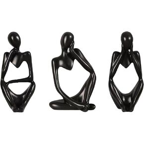 Thinker Statue Statue Decoration Abstract Sculpture Gold Decoration Tabletop Decoration Home Decoration Statue Small Shelf Decoration Shelf Art Integrate Art Into Life(Black)