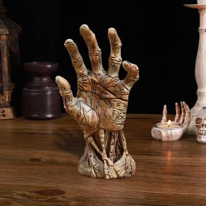 Halloween Skeleton Hand Statue, Satan's Hand Statue for Gothic Decor, Demon Skull Hand Sculpture for Halloween Haunted House Party Props,Gothic Home Decor Halloween Tabletop Decorations (Hand)
