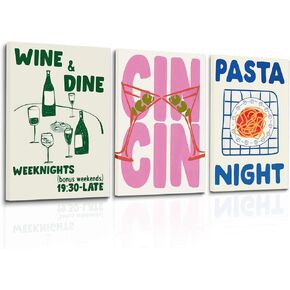 Stylish Cin Cin Cheers Poster Vintage Wine Wall Art Pasta Night Food Print Vintage Cocktail Minimalist Kitchen Decoration Aesthetic 12x16x3 Inch Unframed