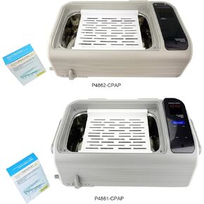 iSonic Ultrasonic CPAP Deep Cleaner P4862-CPAP or P4861-CPAP (Large), 1.6Gal/6L, 110V for North America, with SS. Weight Bracket, Cleaning Tablet, Beige, 1.6 Gallon