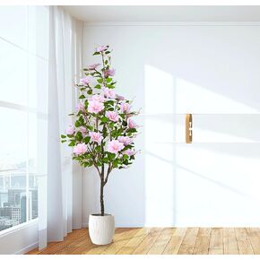 5FT/60IN Magnolia Tree Artificial Magnolia Flower Tree Indoor Faux Floral Tree Tall Fake Outdoor Tree 5 Feet, Realistic Leaves Flowers for Wedding Living Room Office Hotel Decor in Kuwait