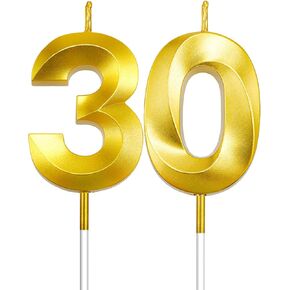 30th Birthday Decorations for Men, Gold 30th Birthday Candles, 30th Birthday Gifts Men Women 30 Year Old Happy 30th Birthday Decorations Cake Topper Number 30 Candle Cake Sparkler 30th Birthday Decor