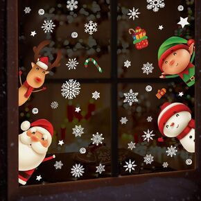 148Pcs Christmas Window Clings, Window Decorations for Christmas, Window Decals for Xmas Decorations, Snowflake Stickers
