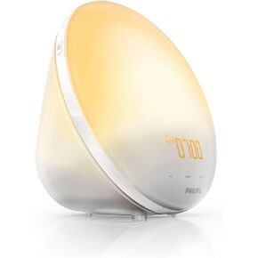 Philips Wake-Up Light Alarm Clock with Sunrise Simulation and Sunset Fading Night Light, White (HF3510)