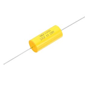 PATIKIL 3.3uF 250 V Frequency Divider Capacitor, 5 Pcs Axial Audio Speaker Crossover Step-Less Film Capacitor MKP Capacitor for Audio Equipment Appliances, Yellow