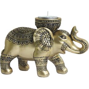 Pigort Elephant Tealight Buddha Candle Holder Elephant Figurine for Home Decor Gift for Family Friend (Elephant)