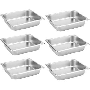 6 Pack Deep Stainless Steel Steam Table Pans, Anti-Jamming Steam Pan, Stainless Steel Pan, Steam Table Pan, Catering Food Pan, Hotel and Restaurant Catering Food Pan