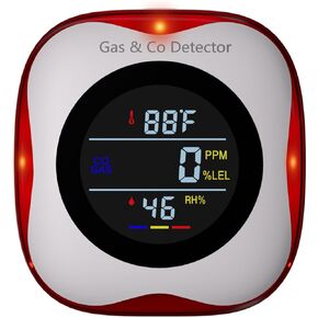 4 in 1 Plug in Carbon Monoxide Detector & Natural Gas Detectors，Co and Gas Detector Temp Humidity Monitor，Propane, LPG, Gas Detector for Home，Kitchen,Hotels，RV.（1 Pack）