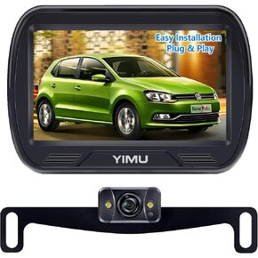 YIMU Car Backup Camera for car with Monitor,Night Vision, DIY Guide Lines, IP69K Waterproof, Front/Reverse Camera with Two Beackets for Easy Install for Trucks, SUVs and Pickups K43 (4.3inch K4303)