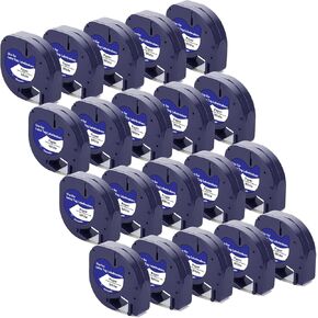 Hehua Compatible for Dymo LetraTag Refills 12mm x 4m 1/2" x 13', 10PK Letratag Refills Plastic Compatible for Dymo Label Maker Refills for Dymo LetraTag LT-100H LT-100T Plus LT-110T QX50 2000 XR