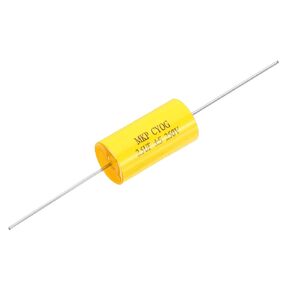 PATIKIL 2.5uF 250 V Frequency Divider Capacitor, 5 Pcs Axial Audio Speaker Crossover Step-Less Film Capacitor MKP Capacitor for Audio Equipment Appliances, Yellow
