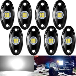 4 Pods LED Rock Light Kit for Jeep ATV SUV Offroad Car Truck Boat Underbody Glow Trail Rig Lamp Underglow LED Neon Lights Waterproof - White
