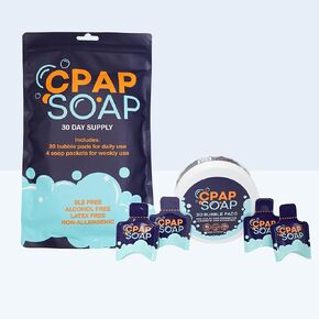 Cleaner - CPAP Soap Cleaning Kit with Disposable Pads and Gentle Detergent, Unscented Non-Alcohol Cleaning Wipes - 30 Day Supply