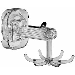 Bathroom Wall and Ceiling Swivel Hook, 6 Claw Swivel Hook Shower Rack, Suitable for Bathroom, Kitchen, Vanity, Door, Glass Window, entryway Storage, Transparent
