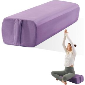 MABOZOO Yoga Bolster Pillow, Triple-Layer Sponge Rectangular Yoga Bolster with Carry Handle Meditation Pillow with Washable Cover for Restorative Yoga & Meditation