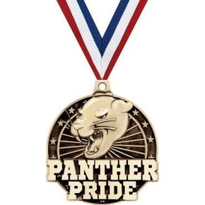 Crown Awards Gold Panther Pride Mascot Medals - 2" 3D Panthers Mascot Award Medals with Neck Ribbon Prime
