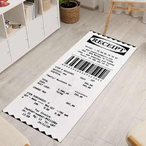 Receipt Rug for Cool Room Decor - Microfiber Fluffy Rug for Funny Home Decor - Non Slip Rug for Cute Bathroom Decor Machine Washable Cool Area Rug for Aesthetic Room Decor (43 x 20 Inches)