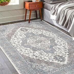 Door Mat Entryway Rug, 2x3 Doormat Small Area Rug Soft Non-Slip Machine Washable Rug Low-Pile Throw Rug Oriental Vintage Boho Rug Carpet for Living Room Bedroom Kitchen Entrance Blue