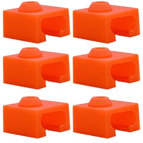 Ender 3 Hotend Silicone Sock: High-Temperature Resistant, Non-Stick Silicone Cover,Silicone Case for Fits Ender 3/3 Pro/3 V2, CR-10 Series, Anet A8 by Makerzone,(Pack of 6, Orange)