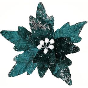GL-Turelifes 11.8’’ Large Christmas Flowers 6 Pcs Artificial Poinsettia Flower Velvet Christmas Tree Flower Ornaments Fold Floral for Christmas Decorations New Year Party Wedding (White)