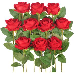 Kenpal 10pack Realistic Fake Roses Artificial Flowers with Stem for Decoration Floral Arrangement Centerpieces Wedding Bouquets (Lavender)